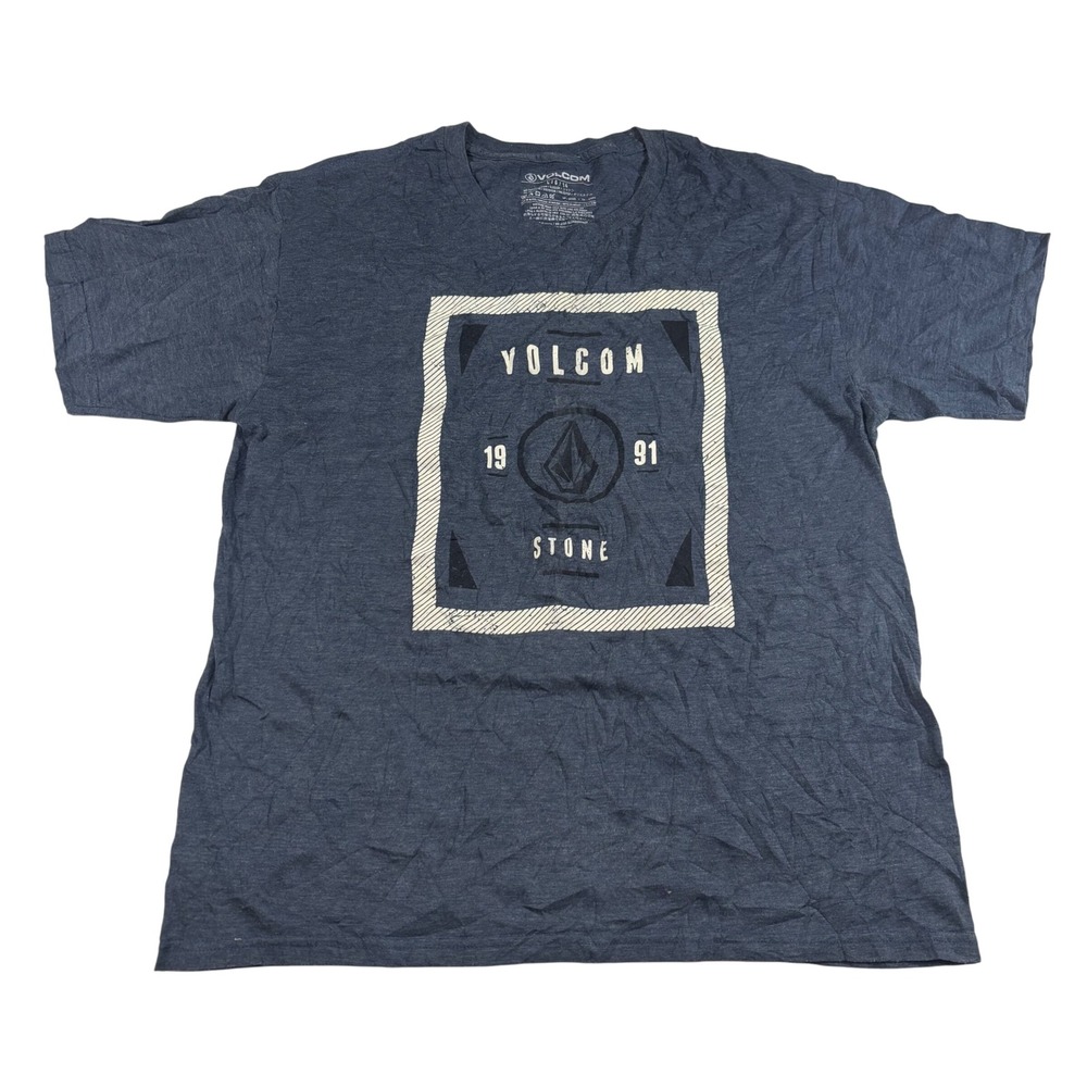 Volcom Stone Logo T Shirt Size L Mens Graphic Tee Blue